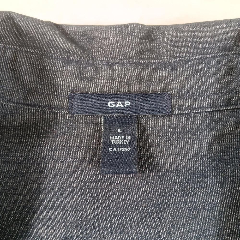Vintage Gap Shirt Womens Large Blue Denim Pearl Snap Western Rodeo Flap Pocket - Picture 2 of 11